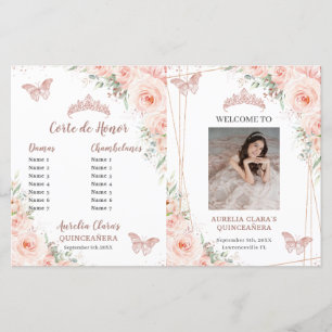 Programa Blush Floral Quinceanera Ordem dos Aconte