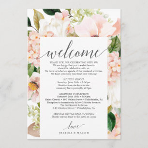 Programa Blush Hydrangea Weding Carta Itinerária de Boas-vi