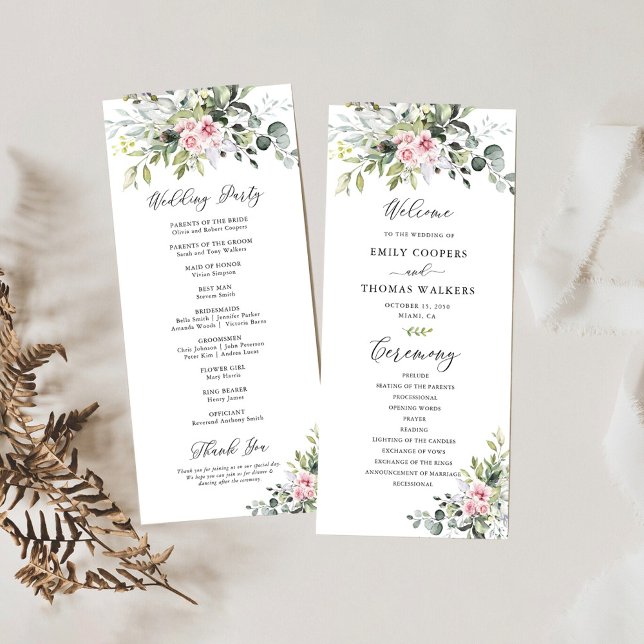 Programa Blush Pink Greenery Weding (Criador carregado)