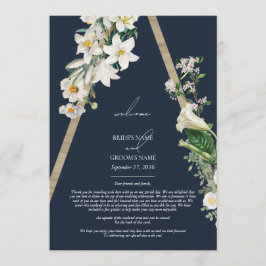 Programa Bohemian Wood Florals Blue Wedding Itinerary