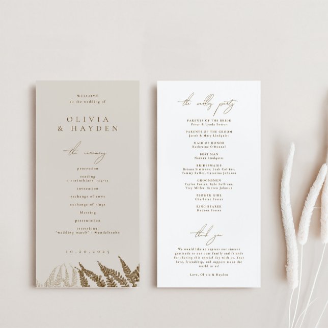 Programa Boho Botânico Wedding Program (Criador carregado)