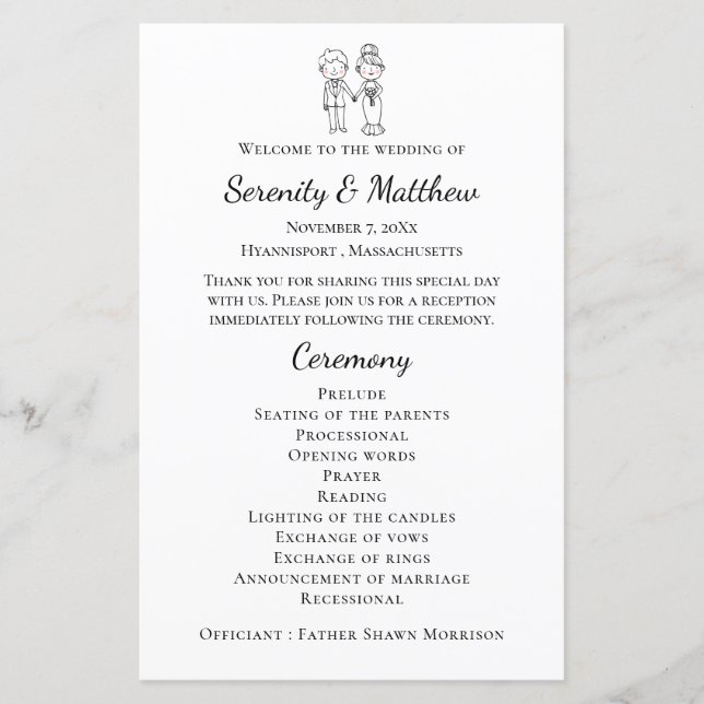 Programa Boho Bride Groom Black White Weding Progr (Frente)