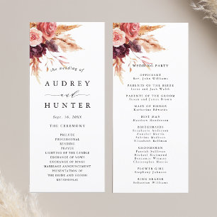 Programa Boho Burgundy Terracotta Casamento Floral
