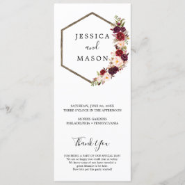 Programa Boho Burgundy Wedding