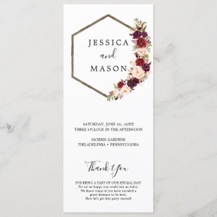 Programa Boho Burgundy Wedding