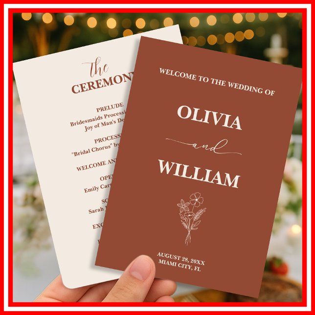 Programa Boho Burnt Orange Terracotta Casamento Russo (Criador carregado)