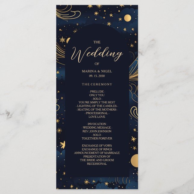 Programa Boho Celestial Wedding Ceremony Program (Frente)