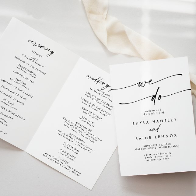 Programa Boho Chic Black and White Nós Dobramos O Casamento (Criador carregado)