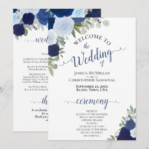Programa Boho Chic Marinho e Rosas Azuis Dusty Casamento El