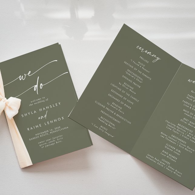 Programa Boho Chic Olive Green Nós Dobramos O Casamento (Criador carregado)