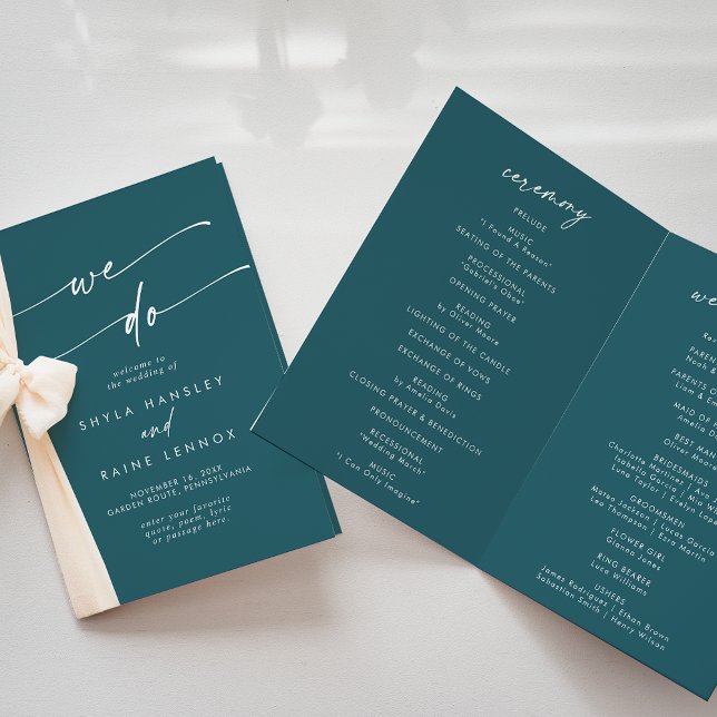 Programa Boho Chic Teal Blue Nós Dobramos O Casamento (Criador carregado)