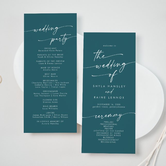 Programa Boho Chic Teal Blue Tea Length Weding (Criador carregado)
