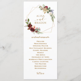 Programa Boho De Casamento De Natal De Inverno Burgundy