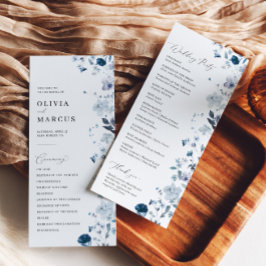Programa Boho Dusty Blue Wildflower Elegant Weding Program