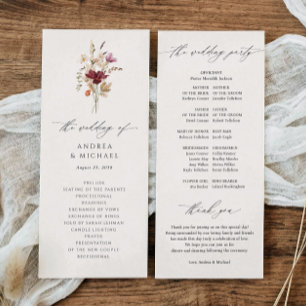 Programa Boho Elegante Casamento de Outono com Flores Silve