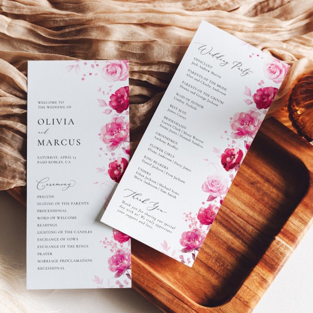 Programa Boho Magenta - Casamento Elegante Floral Quente Ro (Criador carregado)