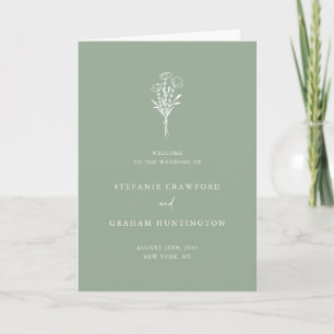 Programa Boho Minimalista Botânico Sage Casamento Verde