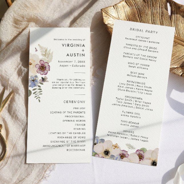 Programa Boho Modern Wedding (Boho Modern Floral Wedding Program by Painted Paperie
)