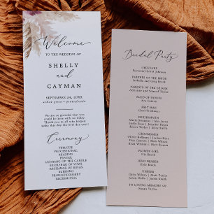 Programa Boho Pampas Grass Wedding Program