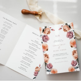 Programa Boho Peach Floral Garden Wedding Program