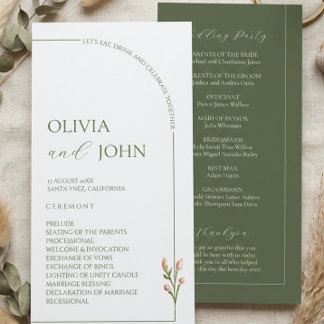 Programa Boho Sage Green & Linen Minimalist Arch Wedding