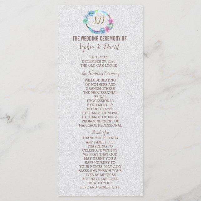 Programa Boho Succulent Cactus Wreath Wedment Program (Frente)