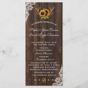 Programa Boho Sunflower Antlers Wood Lace Wedment