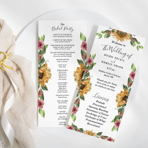 Programa Boho Sunflower Rustic Wedtic Party Bridal Flat