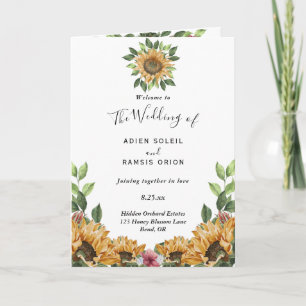 Programa Boho Sunflower Rustic Wildflower Dobra Casamento