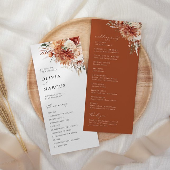 Programa Boho Terracotta Dahlia Rosa Wedding (Criador carregado)