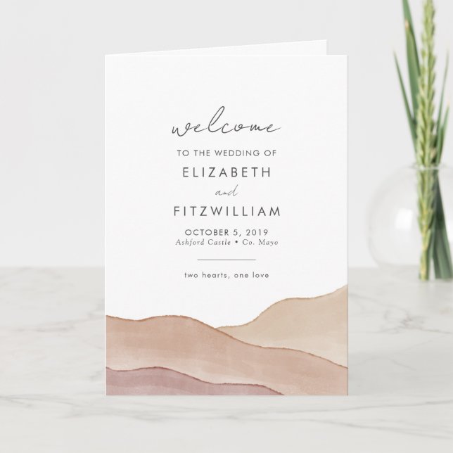 Programa Boho Watercolor Abstrato | Cerimônia de Casamento (Frente)