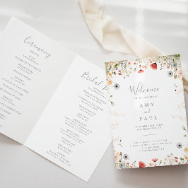 Programa Boho Wildflower Feliz Casamento Dobrado