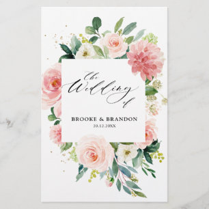 Programa Bonito de Casamento Botânico Rosa-Rosa P