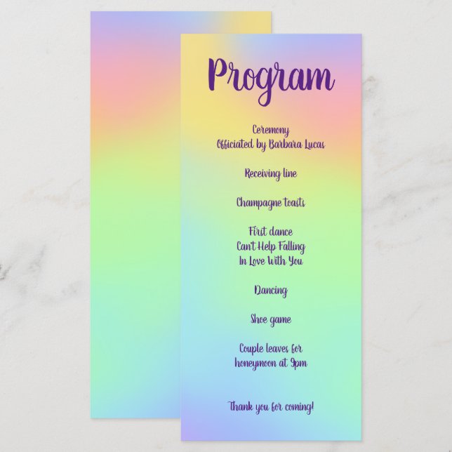 Programa bonito de Casamento de Gradiente do Arco- (Frente/Verso)