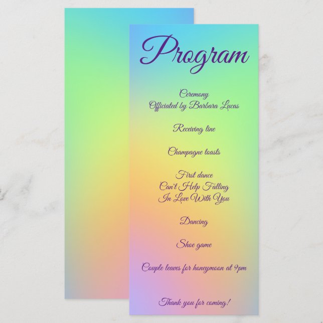 Programa bonito de Casamento de Gradiente do Arco- (Frente/Verso)