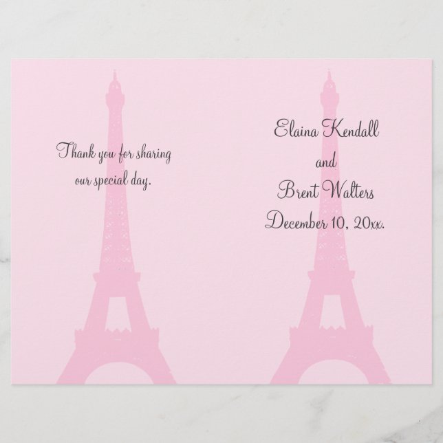 Programa bonito de Casamento de Paris (Frente)