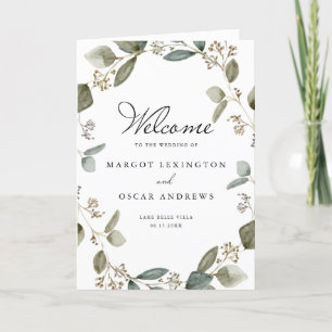 Programa Booklet Casamento Eucalyptus Wreath Rustic Seded