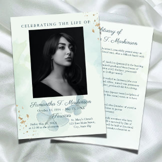 Programa Borboleta de Aquarela Verde Obituário Funeral