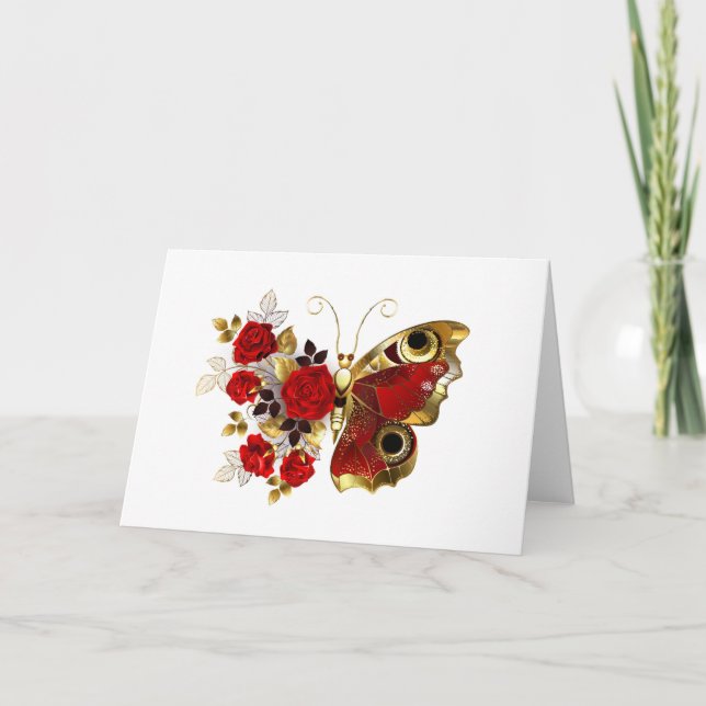 Programa Borboleta de flor vermelha com rosas vermelhas (Frente)