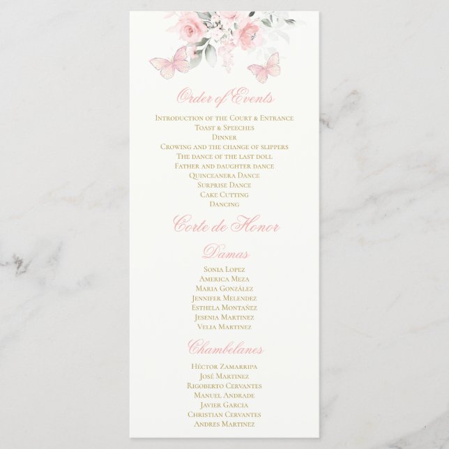 Programa Borboleta Rosa Quinceañera (Frente)