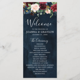 Programa Borgonha Marinho Blush Blue Boho Botânico Floral