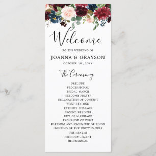 Programa Borgonha Marinho Blush Blue Boho Botânico Floral