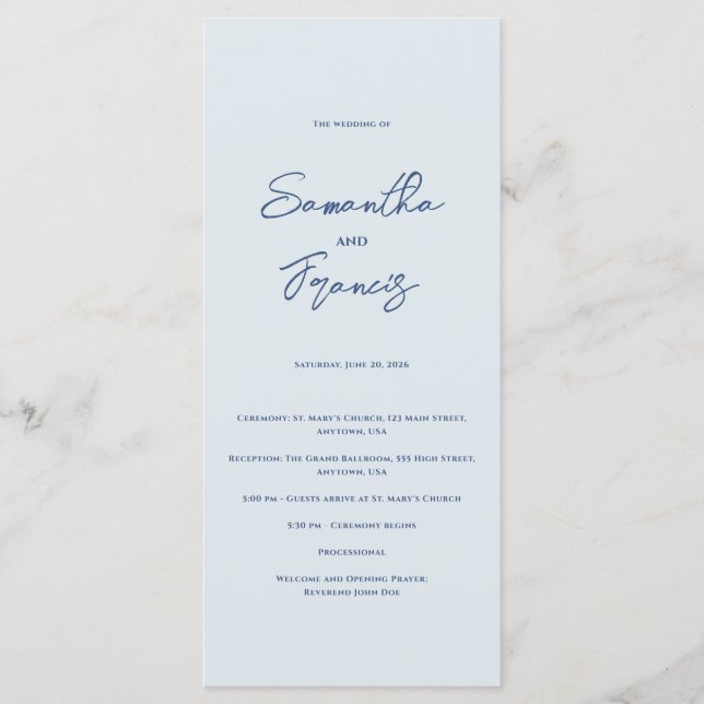 Programa Bradford Modern Wedding (Frente)