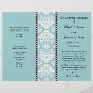 Programa branco azul do casamento tema damasco