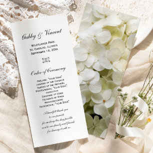 Programa branco do casamento da flor do Hydrangea