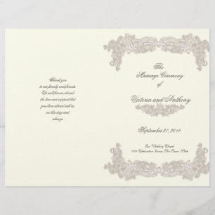 Programa branco do casamento do laço floral do