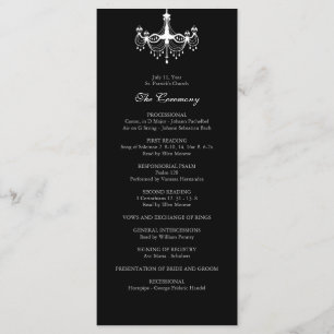 Programa branco & preto do casamento do candelabro