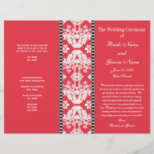 Programa branco vermelho do casamento tema damasco