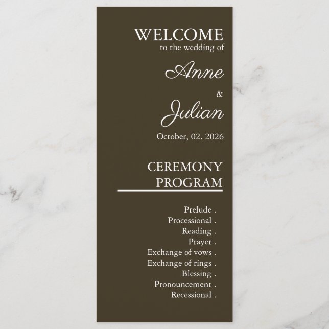 Programa Brown Modern Minimalist Bridal Program QR Code (Frente)