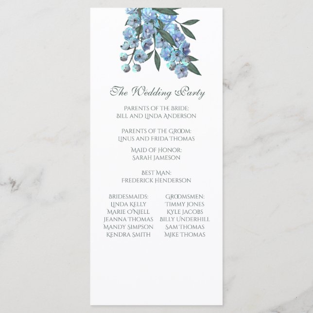 Programa Buquê de Delfinium Floral Azul (Verso)